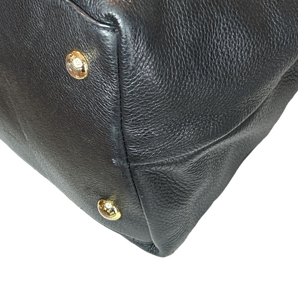 MICHAEL Kors Hamilton  Black Pebbled Leather Weekender Overnight Bag Gold Logo - Picture 6 of 12